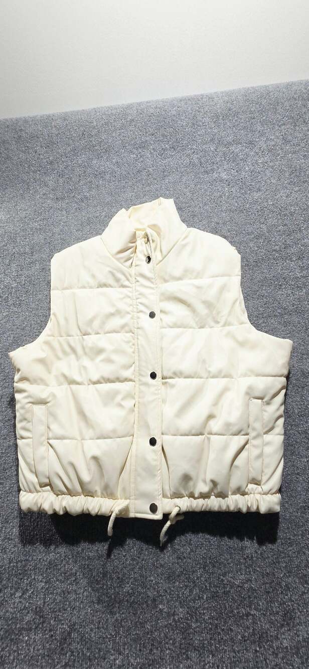 Ashley By 26 International Faux Leather Puffer Vest White Size L